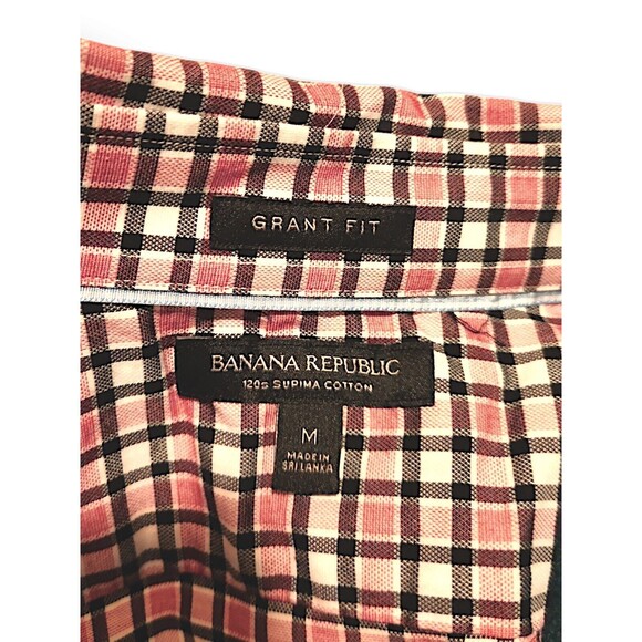 Banana Republic Shirt Women's Blue/Peach Plaid Slim Fit Button Up Long S… - Picture 2 of 5